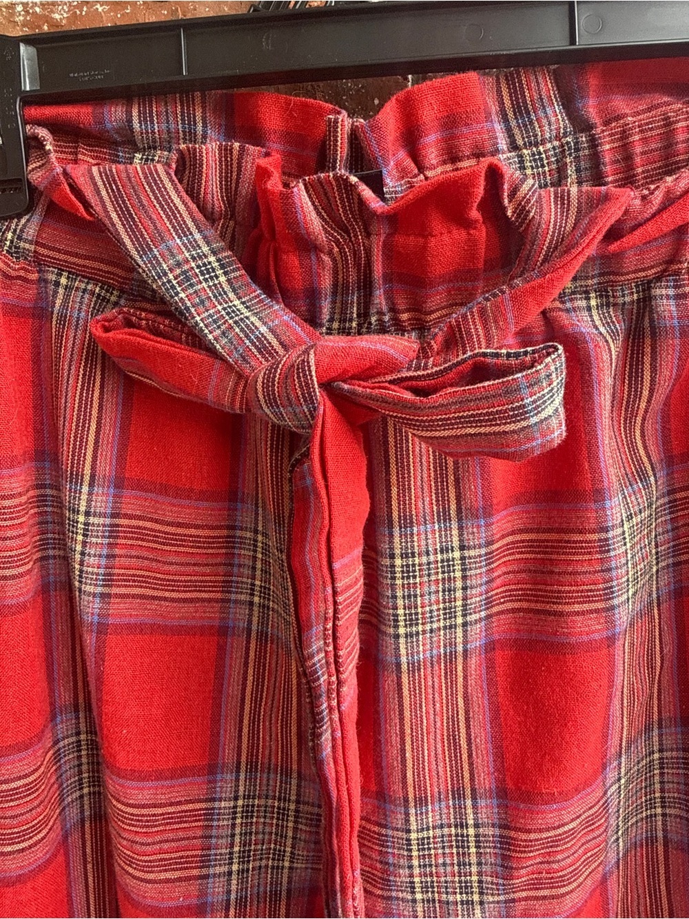 Red Plaid Wide-Leg Pants - Picture 4 of 6